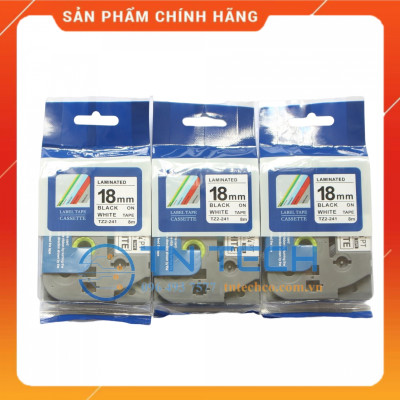 Nhãn In Tz2-241 - Đen nền trắng 18mm x 8m - Dùng cho máy in BROTHER - AIMO - PUTY [Hàng nhập khẩu]