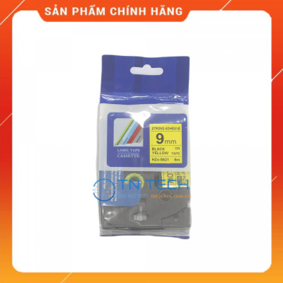 Nhãn In HZE-S621 - Đen nền vàng 9mm x 8m - Dùng cho máy in BROTHER - AIMO - PUTY [Hàng nhập khẩu]