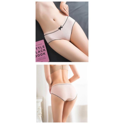 Quần Lót Nữ Cotton Tăm Viền Kẻ Phối Nơ Cao Cấp 028 T