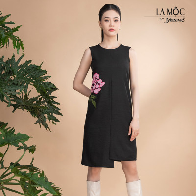 Đầm xô lụa đen sát nách La Mộc LM022419