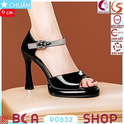 Giày cao gót nữ hở mũi 9 cm RO632 ROSATA tại BCASHOP quai ôm cổ chân đính kim sa lấp láp, tinh tế và đẳng cấp