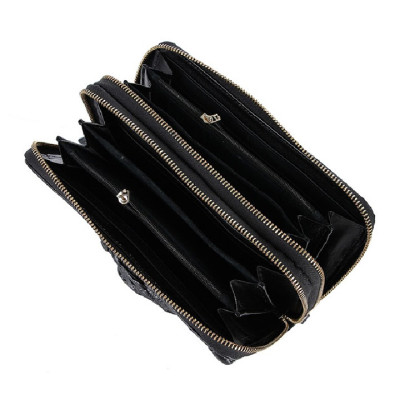 HP3725-26-27-28 - Bóp nữ da cá sấu Huy Hoàng nhiều ngăn đầu cá sấu màu đen, nâu đất, vàng, nâu đỏ