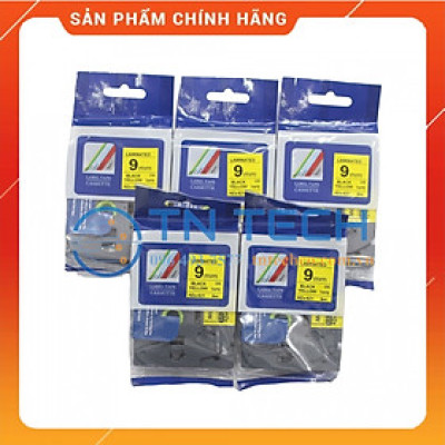Nhãn In HZE-611 - Đen nền vàng 6mm x 8m - Dùng cho máy in BROTHER - AIMO - PUTY [Hàng nhập khẩu]