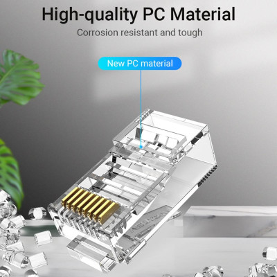 Đầu nối mạng Cat.6 Vention IDDR0-50 Đầu cắm mô-đun RJ45 Địa chỉ liên hệ mạ vàng Chất liệu PC Cat.6 UTP 50 miếng
