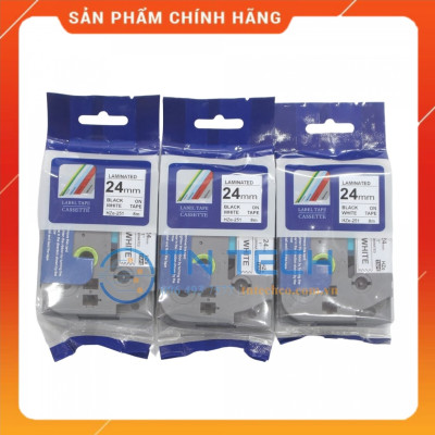Nhãn In HZE-251 - Đen nền trắng 24mm x 8m - Dùng cho máy in BROTHER - AIMO - PUTY [Hàng nhập khẩu]