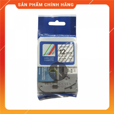 [Combo 5 hộp] Nhãn In đa lớp Tz2-131 - Đen nền trong 12mm x 8m - Hàng nhập khẩu