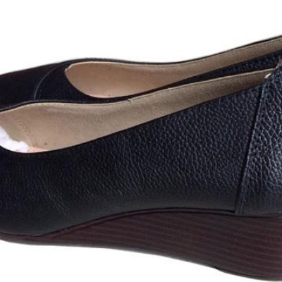 Giày đé xuồng bít mũi Trường Hải cao 5cm da bó thật mũi nhọn màu đen DX0198 [ HÌNH ẢNH THẬT] 