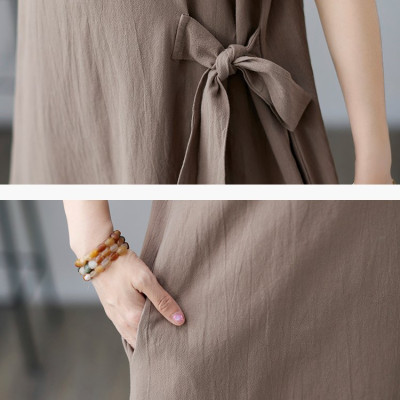 Váy sơ mi tay ngắn có 2 túi trước, dáng váy dài siêu tôn dáng HB61