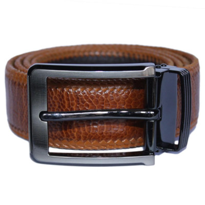 HP4467 - Dây nịt nam da đà điểu Huy Hoàng đan viền 4P đầu kim màu vàng bò