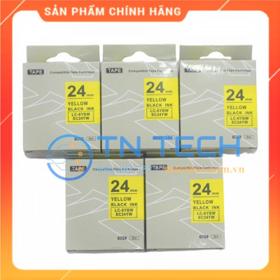 Nhãn in TEPRA - EPSON LC-6YBW (SC24YW) – Chữ đen nền vàng 24MM X 8M  - Dùng cho máy in nhãn TEPRA - EPSON [Hàng nhập khẩu]