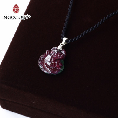 Mặt dây chuyền hồ ly 9 đuôi ruby nam phi mệnh hỏa, thổ - Ngọc Quý Gemstones