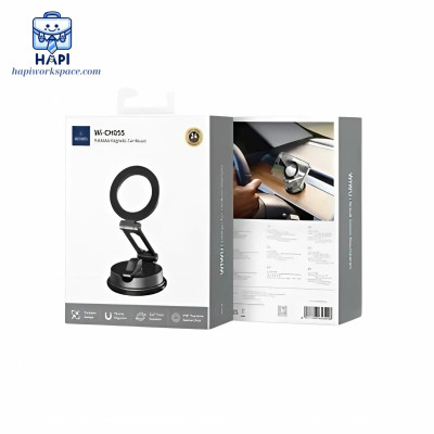 Giá đỡ điện thoại từ tính hàng chính hãng WiWU Wi-CH055 có thể gập lại và xoay 360 độ, dễ dàng mang theo, phù hợp dùng trên ô tô