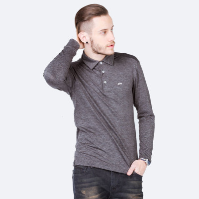 Áo thun dài tay cổ bẻ màu xám chì ALIGRO ALGAPD017
