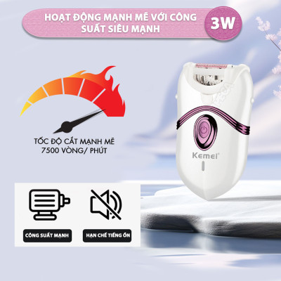 Máy tẩy lông đa năng 2in1 Kemei KM-395 gồm 2 đầu thay thế chuyên dụng nhổ lông, cạo lông, sử dụng toàn thân - Chính hãng
