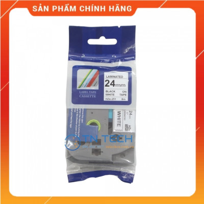Nhãn In HZE-251 - Đen nền trắng 24mm x 8m - Dùng cho máy in BROTHER - AIMO - PUTY [Hàng nhập khẩu]