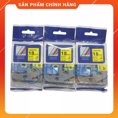 Nhãn In HZE-641 - Đen nền vàng 18mm x 8m - Dùng cho máy in BROTHER - AIMO - PUTY [Hàng nhập khẩu]