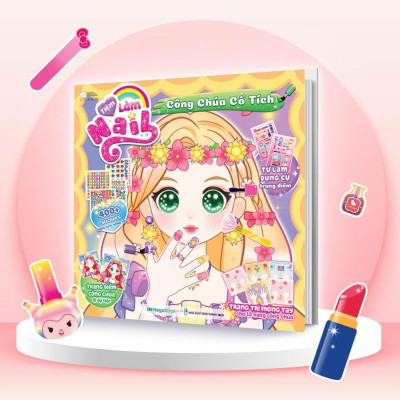 Sách bo 4 cuốn Tiệm Làm Nail Công chúa (1200+ stickers dễ thương) - Sách bóc dán sticker cho bé gái