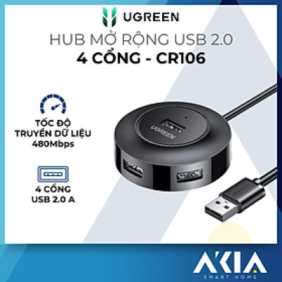 Hub USB 2.0 UGREEN CR106 - 4 cổng tốc độ cao, Bảo hành 18 tháng - Hàng chính hãng
