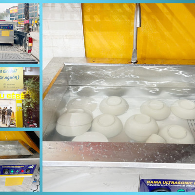 Máy rửa bát sóng siêu âm cho nhà hàng, bếp ăn tập thể Rama RB1200 dung tích 180L - Hàng chính hãng