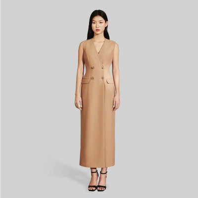 Đầm không tay dáng dài CADEN màu nâu thiết kế cao cấp WHITE CHIC