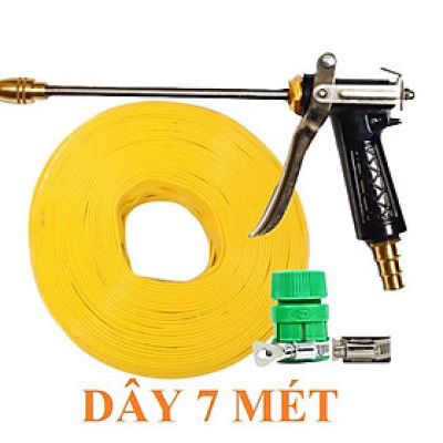 Bộ dây vòi xịt nước rửa xe, tưới cây . tăng áp 3 lần, loại 7m, 10m 206318 đầu đồng,đai,+ tặng khăn phượt