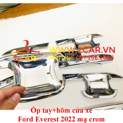 Ốp tay nắm, hõm cửa xe Ford Everest 2022, 2023 mạ Crom cao cấp