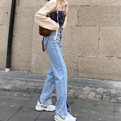 Quần Jeans ống rộng cạp cao cao cấp cho Nữ