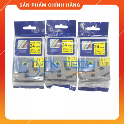 Nhãn In HZE-FX651 - Đen nền vàng 24mm x 8m - Dùng cho máy in BROTHER - AIMO - PUTY [Hàng nhập khẩu]