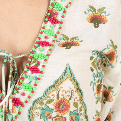 Đầm Xẻ Tà Kết Cườm Cotton Isla Bonita