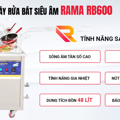Máy rửa bát cho quán ăn bằng sóng siêu âm Rama RB600 dung tích 48L- Hàng chính hãng