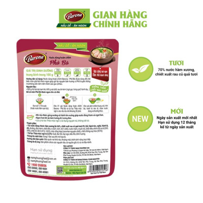Combo 2 Gói Nước dùng Phở Bò Barona 150g, tặng Sa tế Tôm Siêu ngon 100g