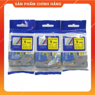 Nhãn In Tz2-FX621 - Đen nền vàng 9mm x 8m - Dùng cho máy in BROTHER - AIMO - PUTY [Hàng Nhập Khẩu]