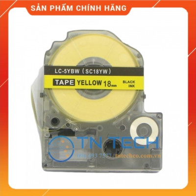 Nhãn in TEPRA - EPSON LC-5YBW (SC18YW) – Chữ đen nền vàng 18MM X 8M  - Dùng cho máy in nhãn TEPRA - EPSON [Hàng nhập khẩu]