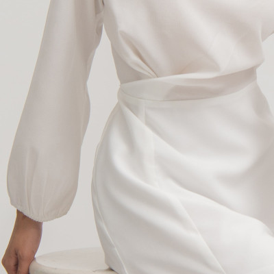 Đầm Công Sở Lụa Hàn Cổ Thuyền Xẻ Tà Maxivic, La Mộc - LM92114