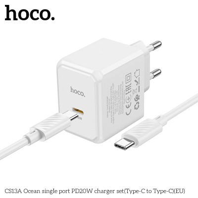 Bộ Sạc Nhanh Type C to Type C Cho Iphone15,16 PD20W Hoco CS13/CS13A  - Sạc Nhanh 0 đến 50% Pin Trong 30p - Bảo Hành 1 Năm - Hàng Chính Hãng