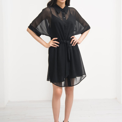 Set Đầm Sơ Mi Gồm Đầm Hai Dây Và Áo Sơ Mi Mỏng Khoác Ngoài Maxivic, La Mộc - LM62159