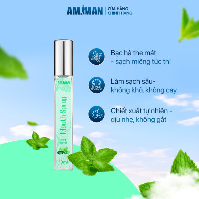 Xịt Thơm Miệng AM-MAN MOUTH SPRAY 10ml Cho Nam Nữ Vị Trái Cây Tự Nhiên Cho Hơi Thở Thơm Mát