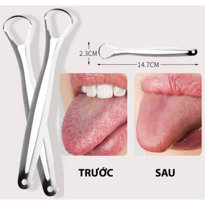 Combo 2 Dụng Cụ Cạo Lưỡi, Vệ Sinh Lưỡi Inox 304 Cao Cấp Sản Xuất Theo Tiêu Chuẩn Xuất Nhật Bản , EU Đảm Bảo An Toàn Tuyệt Đối Cho Người Dùng 