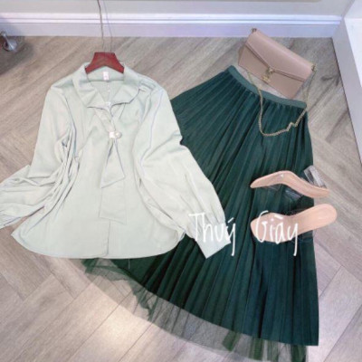 {sản phẩm}_ CHÂN VÁY XẾP LY DÁNG DÀI 2 LỚP DÀY XỊN