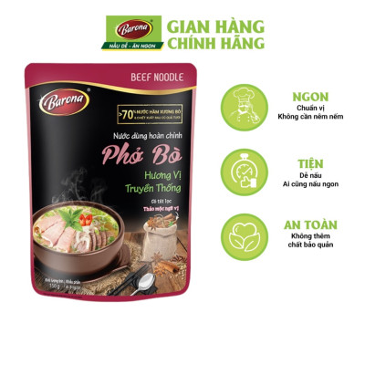 Combo 2 Gói Nước dùng Phở Bò Barona 150g, tặng Sa tế Tôm Siêu ngon 100g
