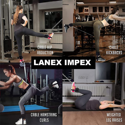 Đai Quấn Cổ Chân Có Dây Cố Định Giầy 4 Vị Trí Móc Hỗ Trợ Tập Chân Mông Với Cáp Tại Phòng GYM (1 Đôi)