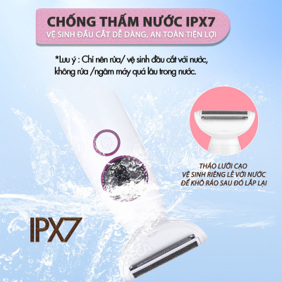 Máy tẩy lông đa năng 11in1 Kemei KM-7101 gồm đầu thay thế chuyên dụng cạo lông, sử dụng toàn thân - Chính hãng