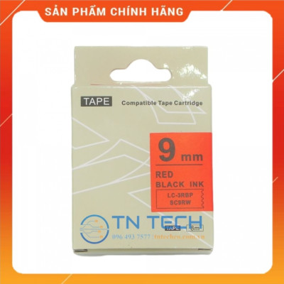 Nhãn in TEPRA - EPSON LC-3RBP (SC9RW) – Chữ đen nền đỏ 9MM X 8M  - Dùng cho máy in nhãn TEPRA - EPSON [Hàng nhập khẩu]
