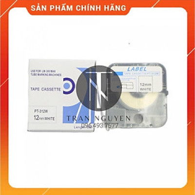 Băng nhãn in MAX PT-312W - Đen nền trắng 12mm x 8m - Hàng nhập khẩu