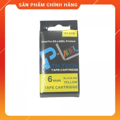 Nhãn in CASIO PT-6YW - Chữ đen nền vàng 6MM x 8M - Dùng cho máy in nhãn CASIO [Hàng nhập khẩu]