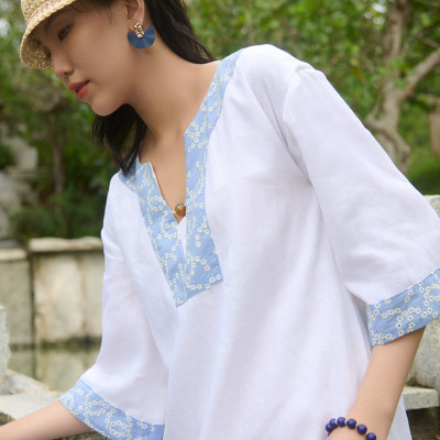 Đầm Linen Thêu Thảo DRE233 thời trang thiết kế HIty