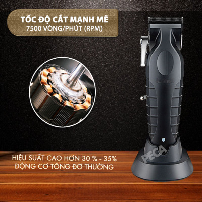 Tông đơ cắt tóc chuyên nghiệp Kemei KM-2296 lưỡi cắt mạ carbon công suất mạnh mẽ 5W pin khỏe lithium - Chính hãng
