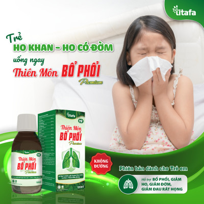 Thiên Môn Bổ Phổi Premium (chai 120ml) - Giúp bổ phổi, giảm ho, giảm đờm, giảm đau rát họng, khản tiếng do viêm họng, viêm phế quản
