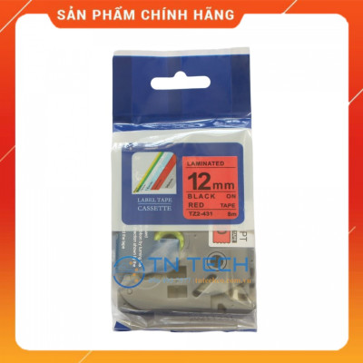 Nhãn In Tz2-431 - Đen nền đỏ 12mm x 8m - Dùng cho máy in BROTHER - AIMO - PUTY [Hàng Nhập Khẩu]