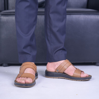 Dép Sandal Nam Da Bò - DC02 Đế Cao Đúc Nguyên Khối, Đường Khâu Chắc Chắn, Đế Massage Mềm Mại Êm Chân